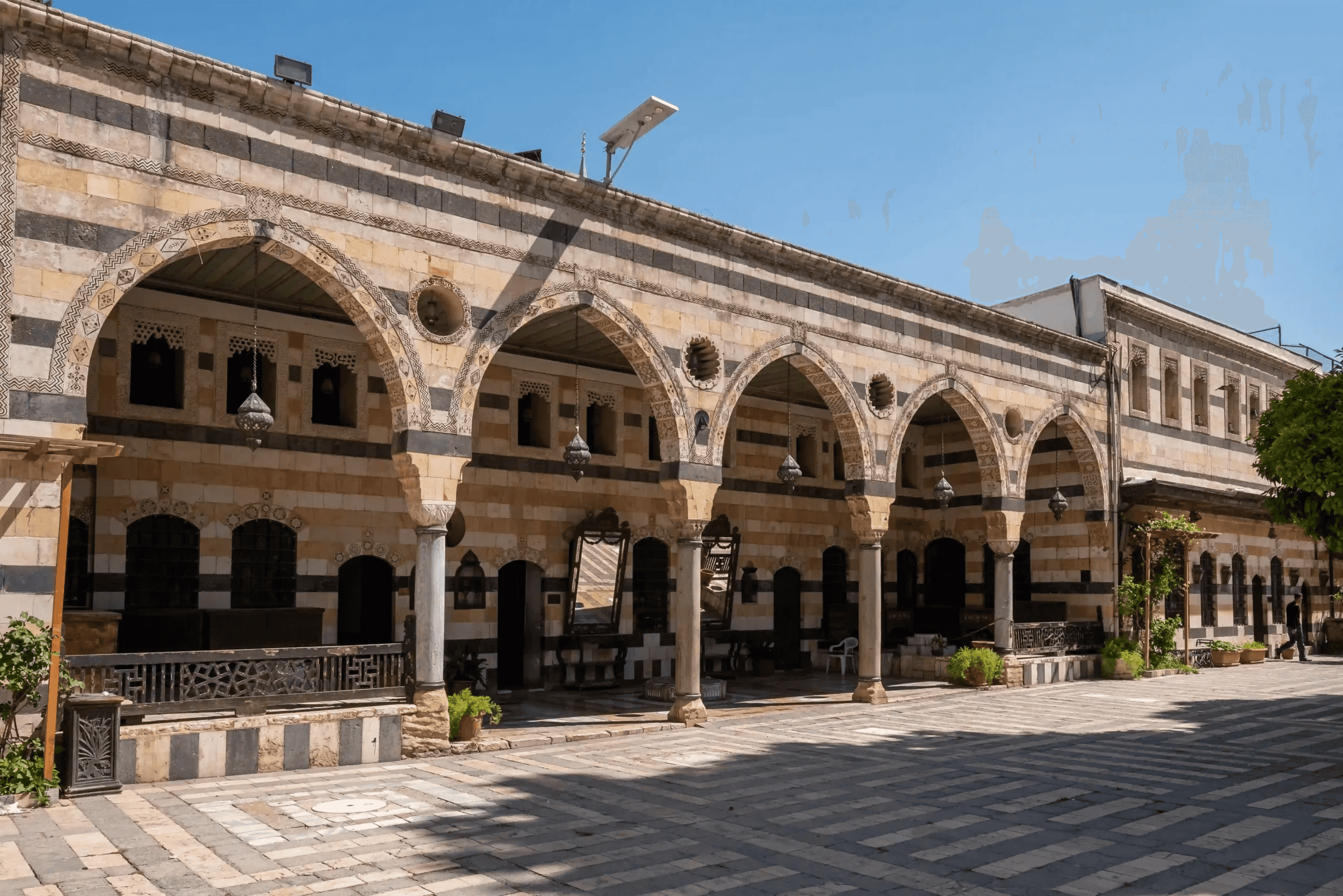 Arcaded ablaq courtyard of Al-Azm Palace in Damascus