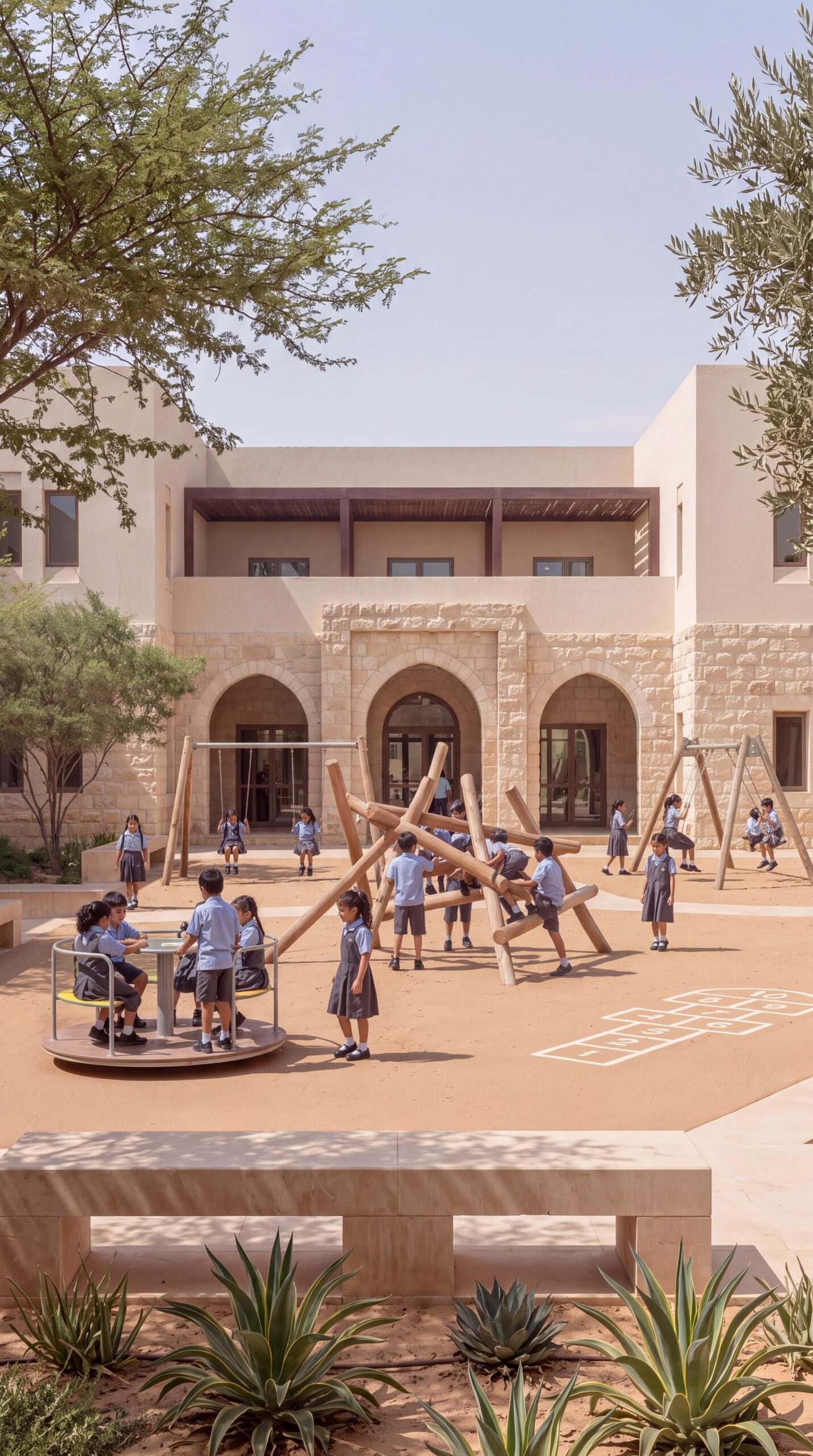 School campus and playground within the Damascus Heights community